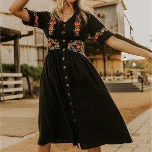 Roolee - Ithica - Embroidered Midi Dress